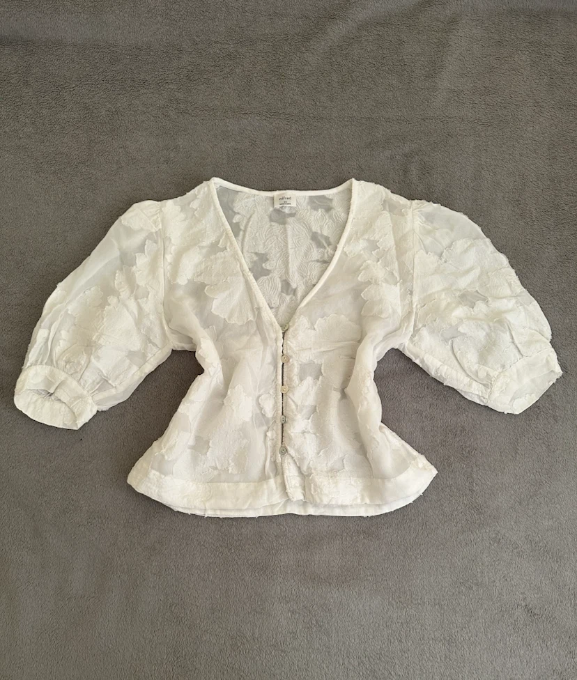 Wilfred White Floral Button-Up Blouse XS