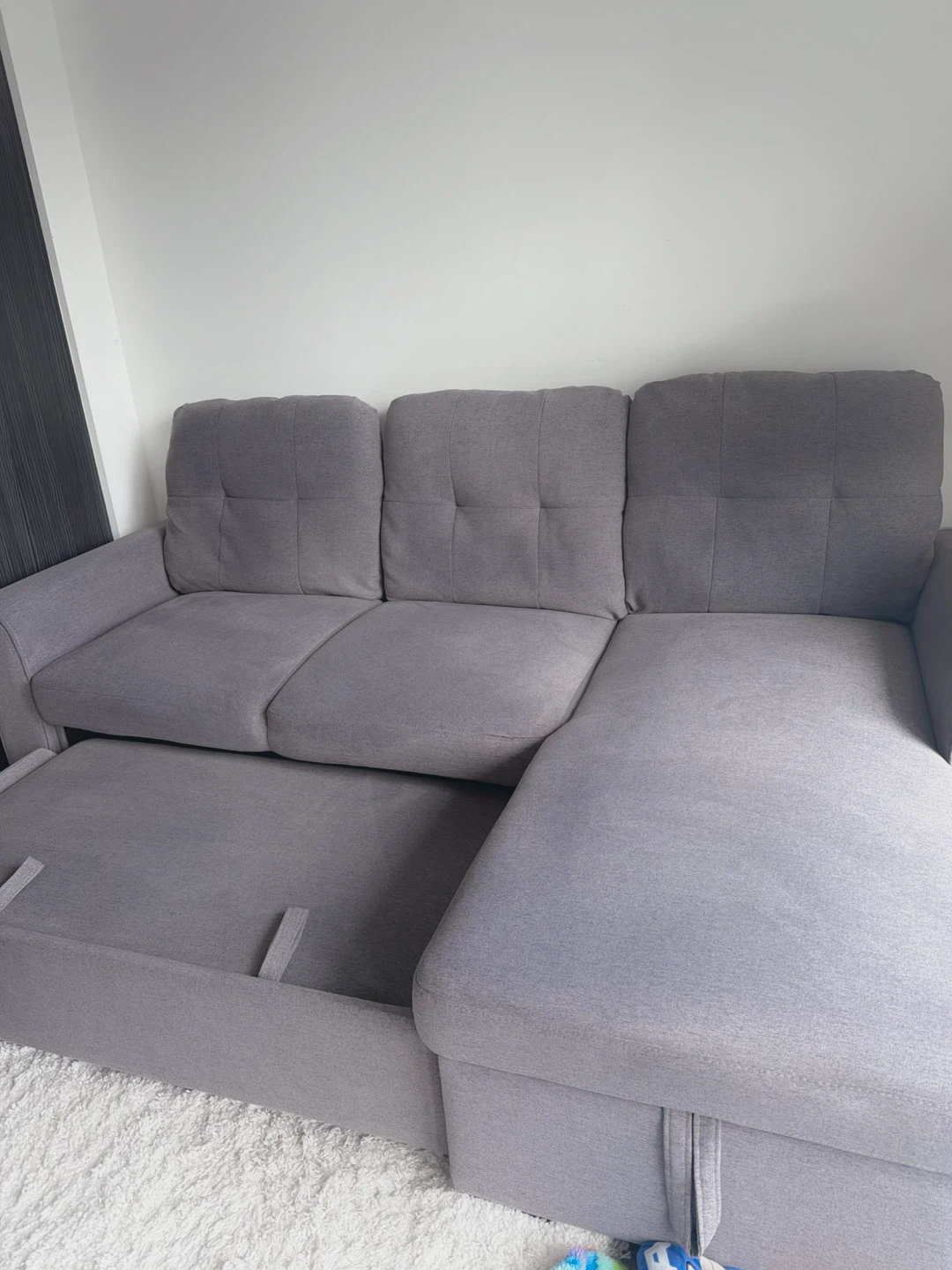 Left-Facing Sofa Bed with Storage - Grey