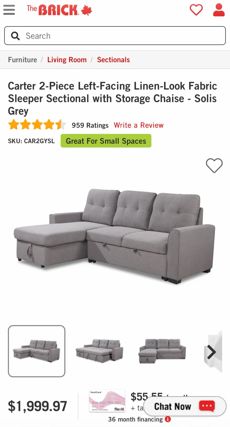 Left-Facing Sofa Bed with Storage - Grey - photo 2