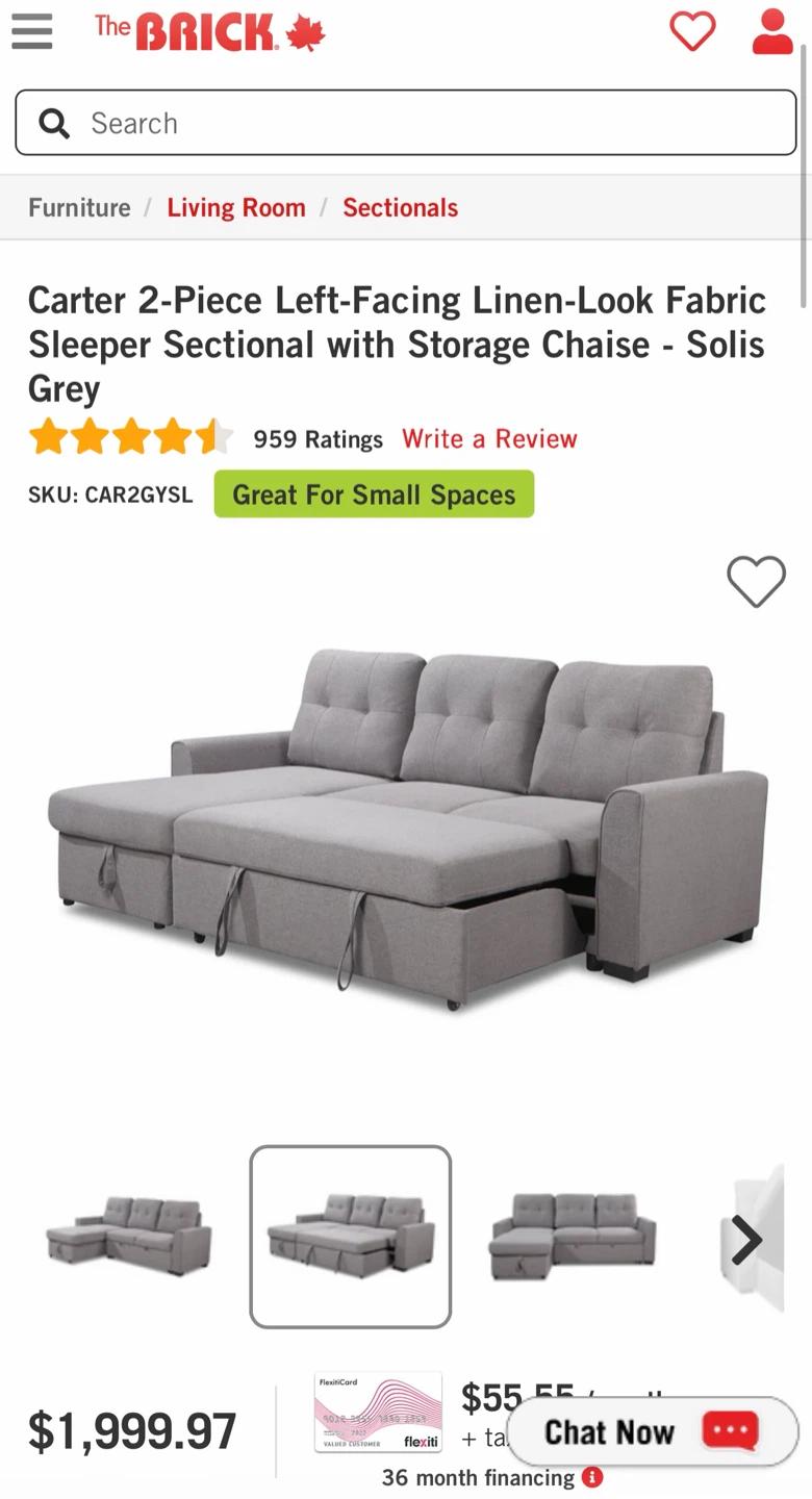 Left-Facing Sofa Bed with Storage - Grey - photo 3