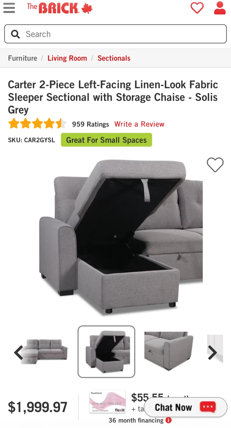 Left-Facing Sofa Bed with Storage - Grey - photo 4