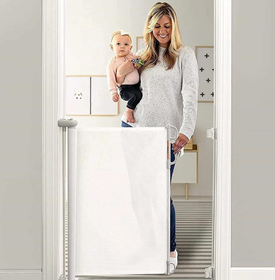 New Open Box Momcozy Mesh Baby/Dog Gate, 33" Tall, White