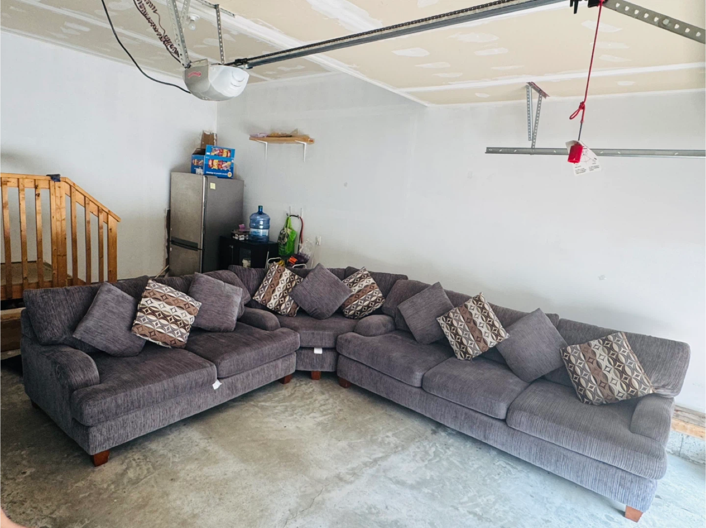 Grey Sectional Sofa with Decorative Pillows - photo 2