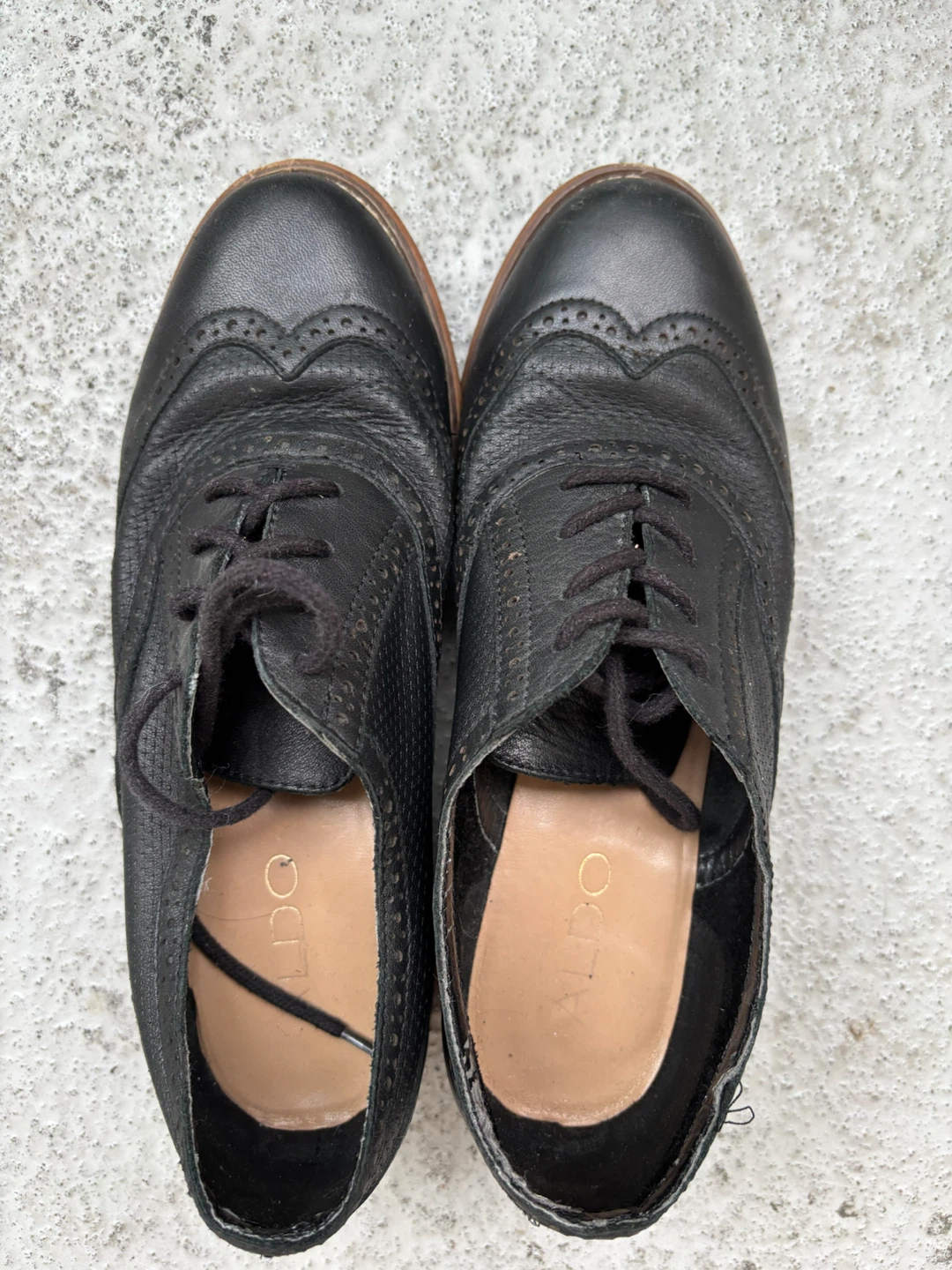 ALDO Black Leather Wingtip Oxford Shoes - Size 6