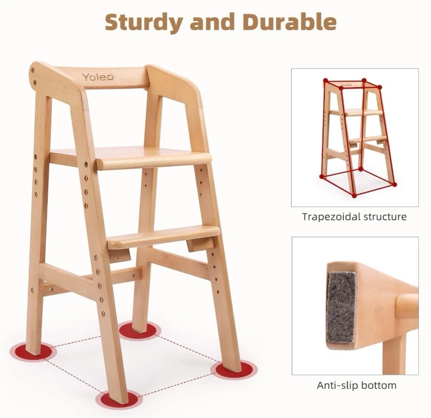New in Box Yoleo Wooden Adjustable Toddler High Chair - photo 2