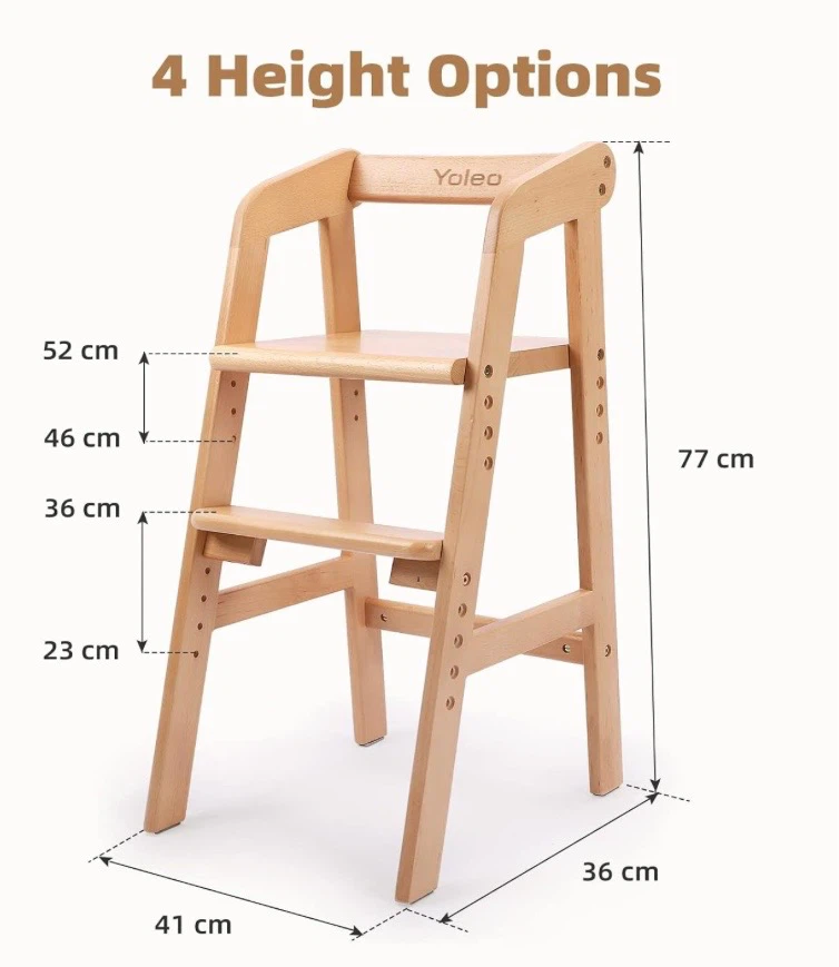 New in Box Yoleo Wooden Adjustable Toddler High Chair - photo 4