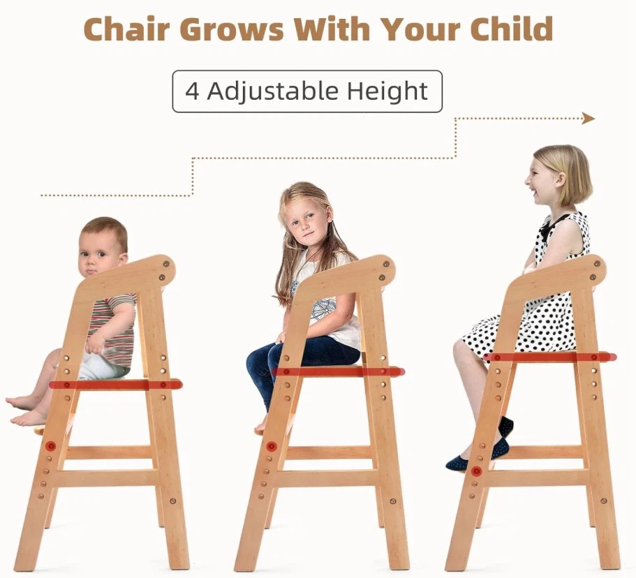 New in Box Yoleo Wooden Adjustable Toddler High Chair - photo 5