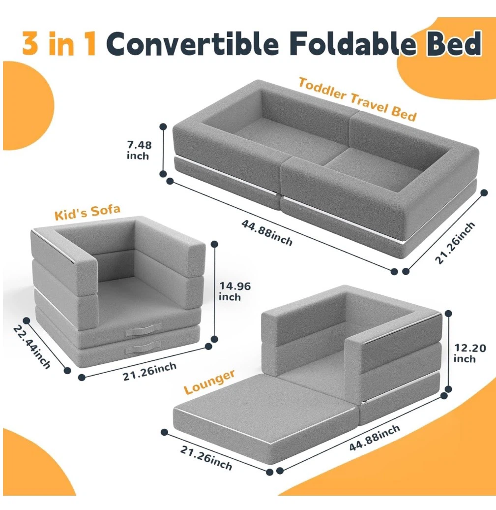 Factory Sealed 3-in-1 Foldable Toddler Travel Bed (Grey) - photo 2