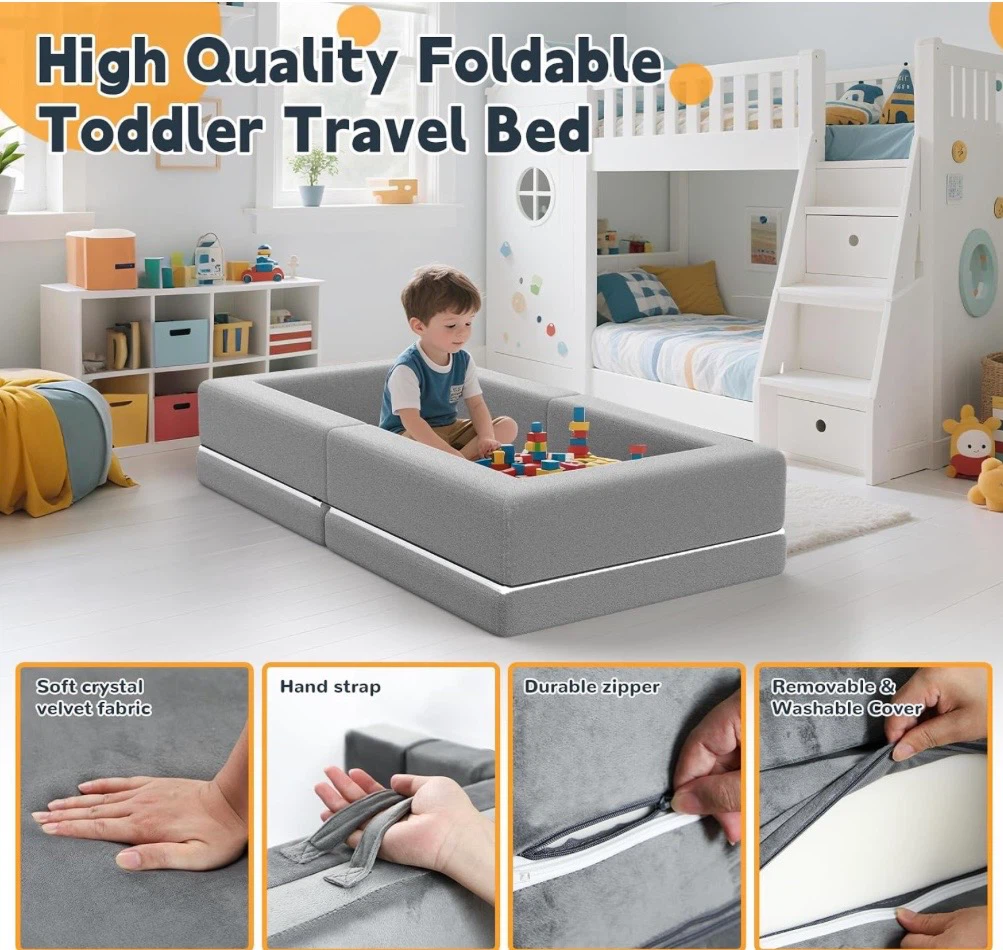 Factory Sealed 3-in-1 Foldable Toddler Travel Bed (Grey) - photo 4