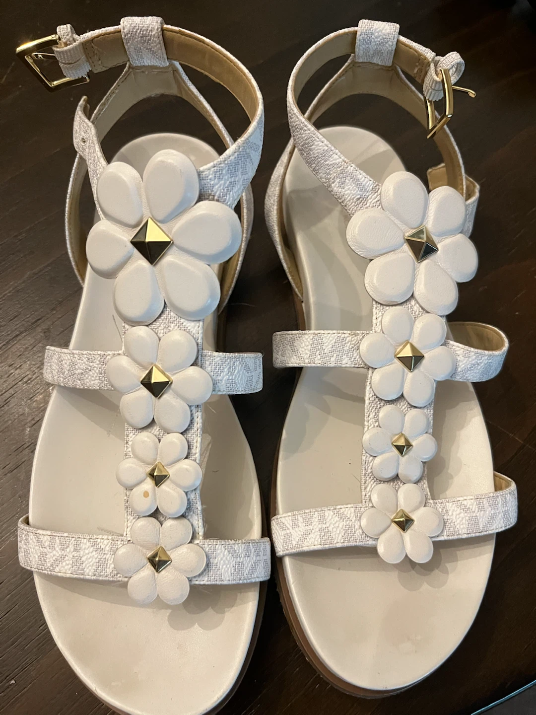 Michael Kors White Floral Strappy Sandals Size 8M