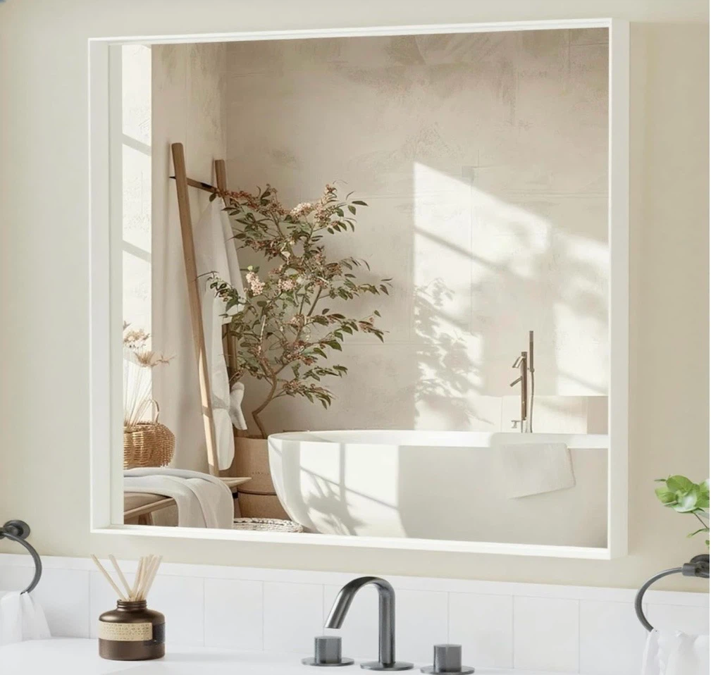 New in Box 36x30 White Framed Multipurpose Mirror