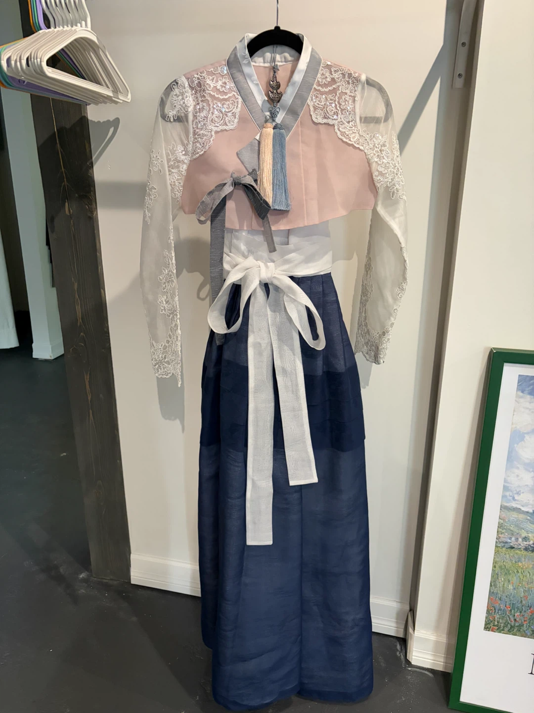 Pink and Blue Traditional Korean Hanbok Dress