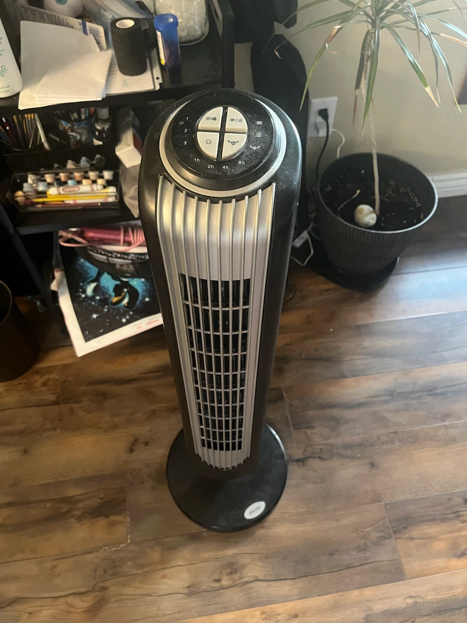 Black Tower Fan with Timer and Multiple Speed Settings