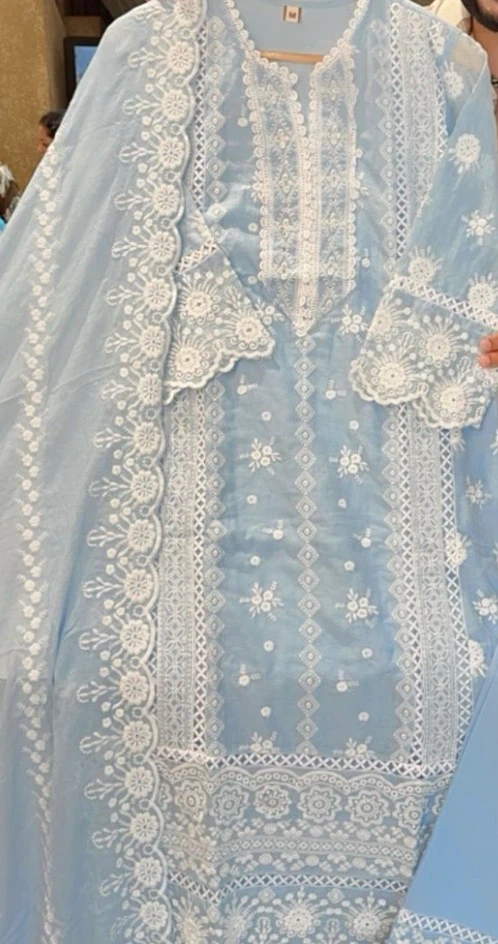 Light Blue Embroidered 3-Piece Suit - photo 2