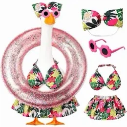 Porch Goose Tropical Print Swimsuit Set