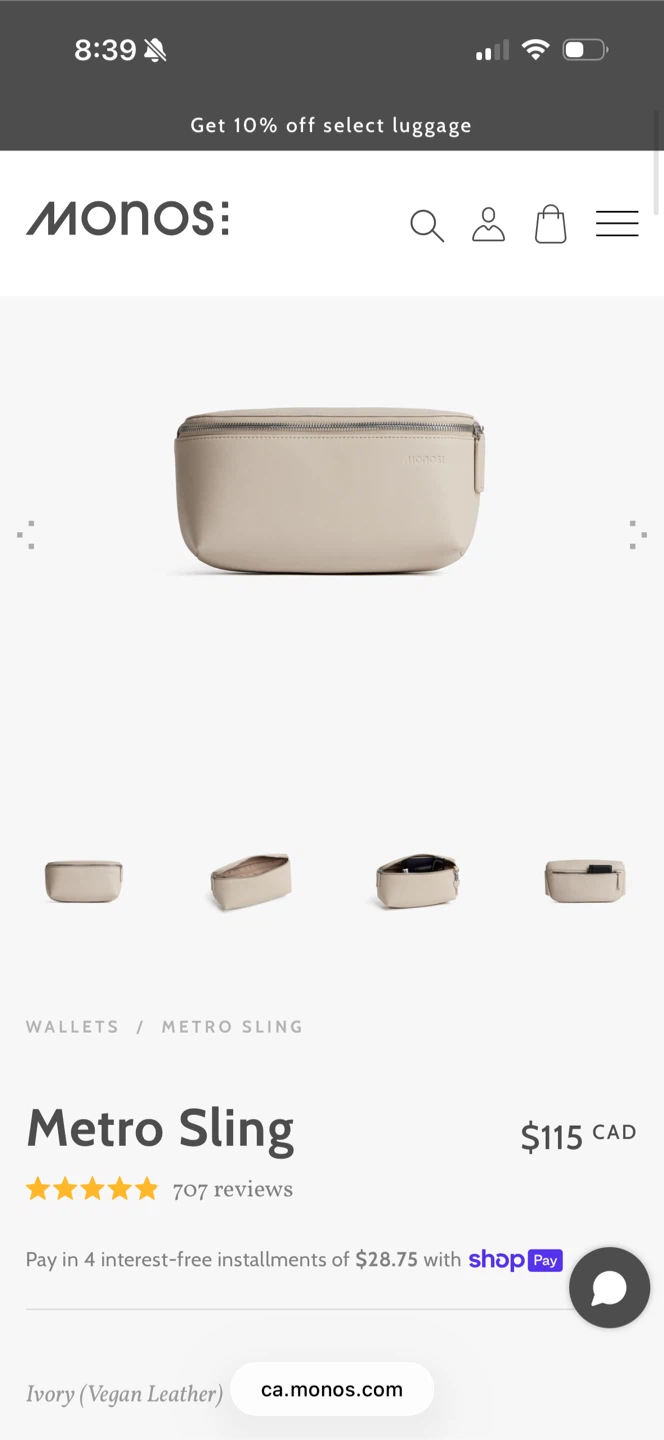 BN Monos Metro Sling Bag - Ivory Vegan Leather - photo 5