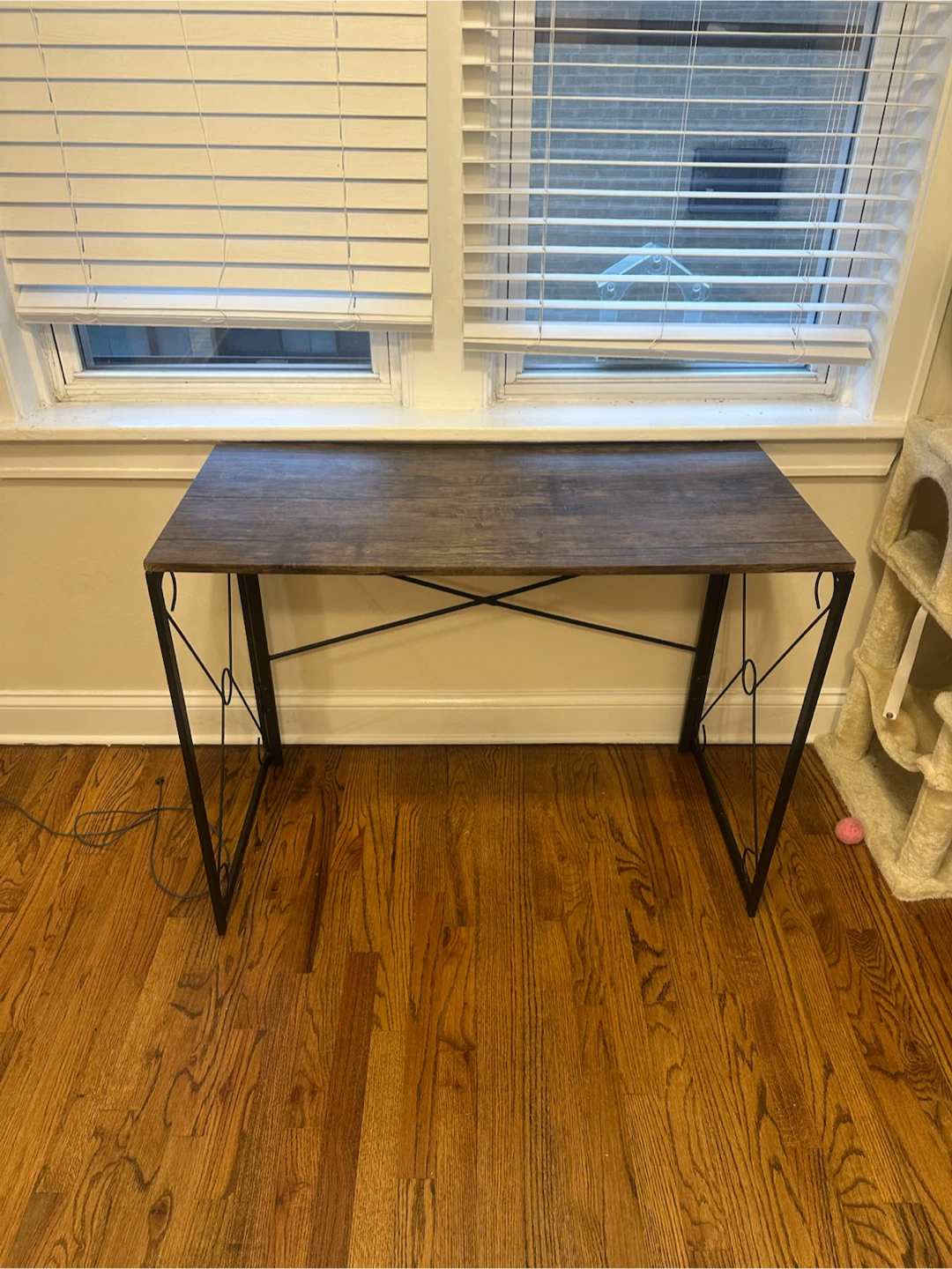 Wooden top desk with black metal frame