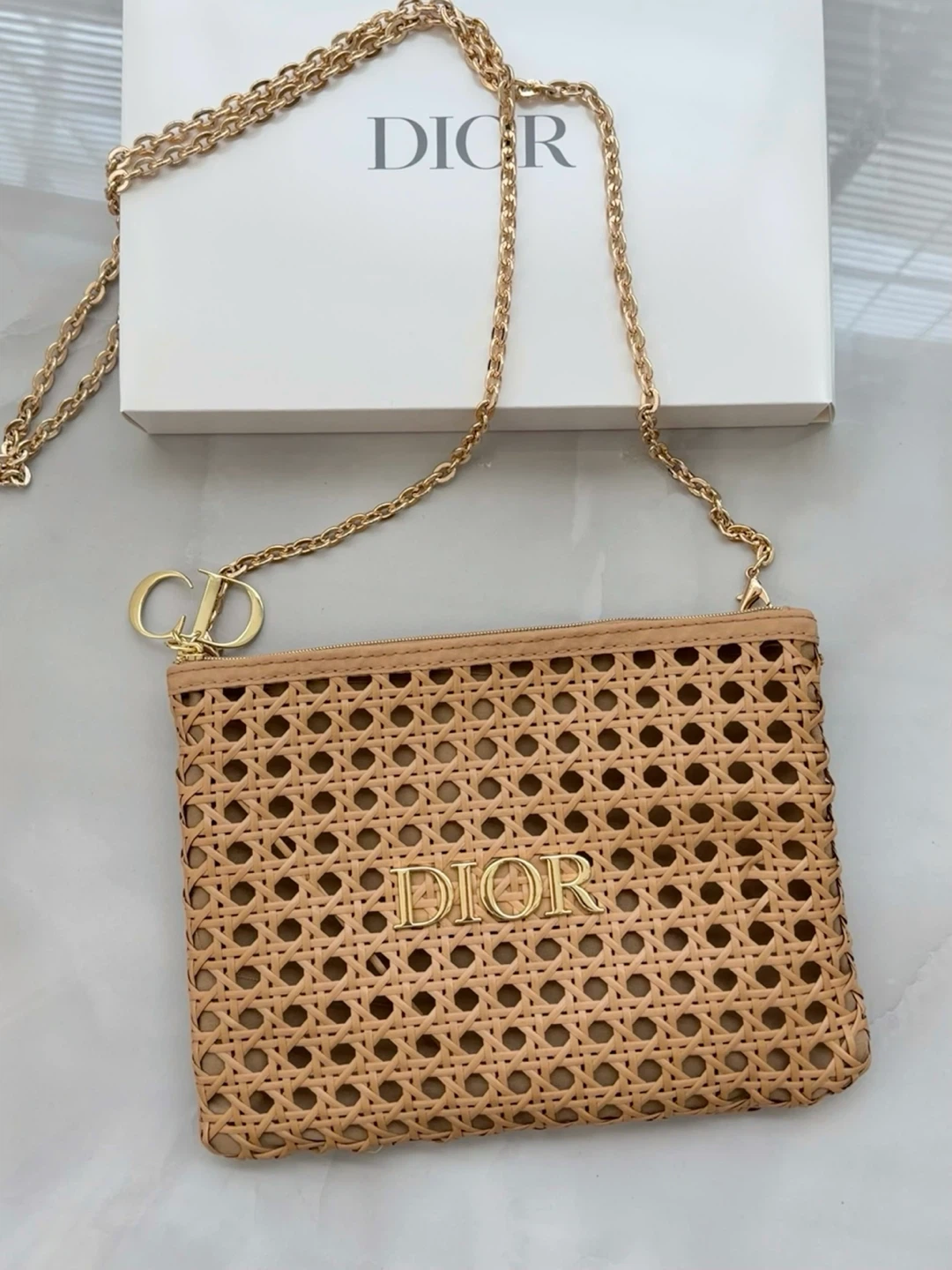 Dior Beauty clutch bag with chain