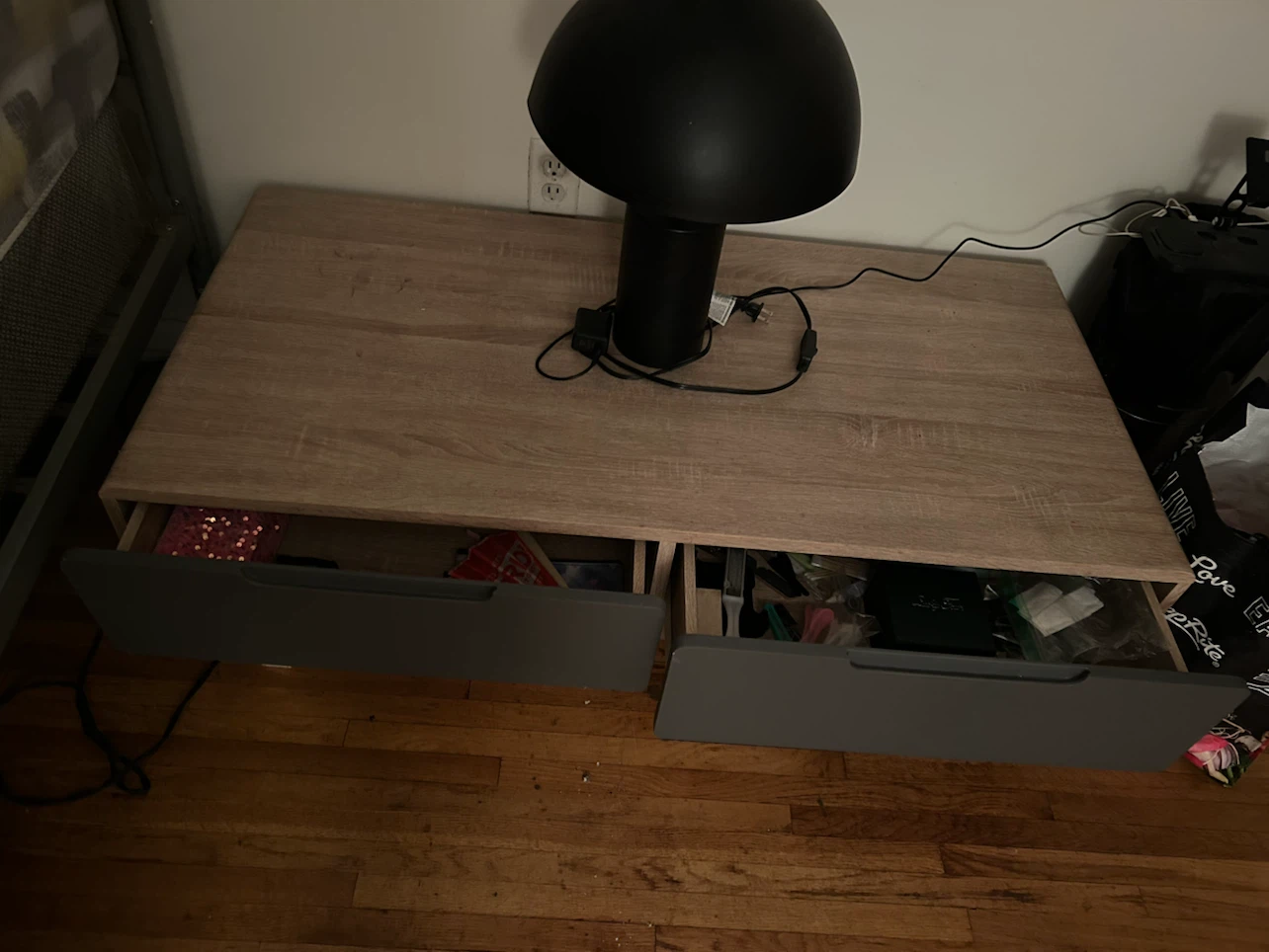 Modern Two-Drawer Nightstand with Light Wood Finish - photo 2