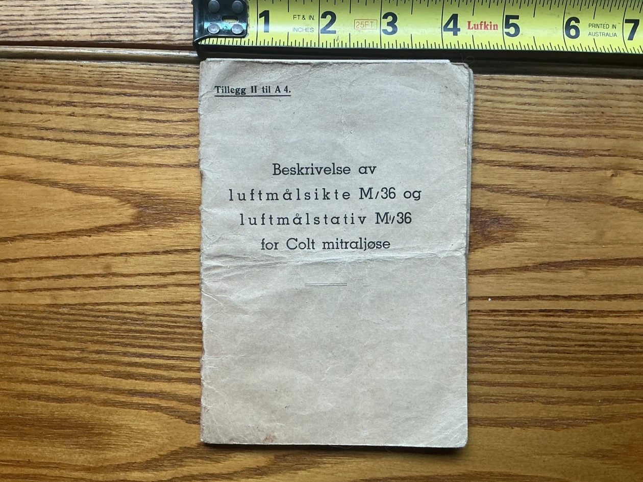 Luftmål M/36 for Colt Mitraljese Manual
