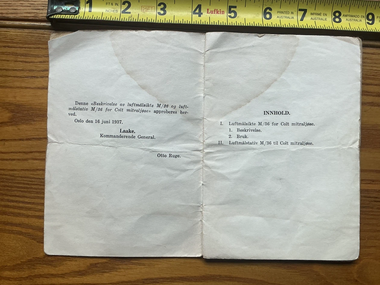 Luftmål M/36 for Colt Mitraljese Manual - photo 3