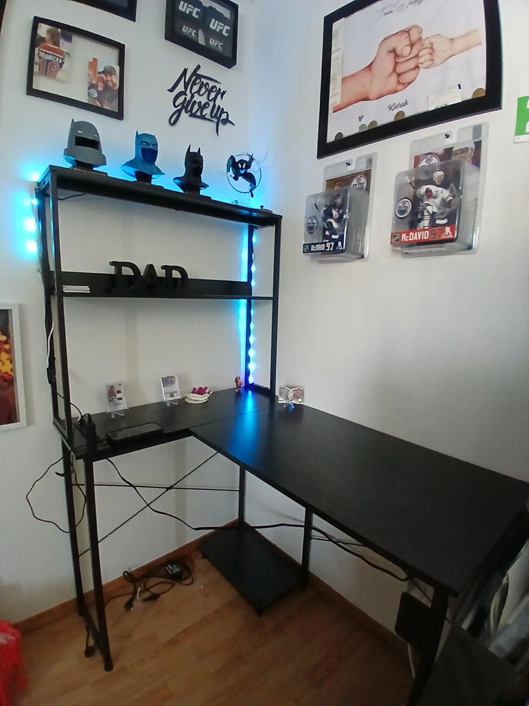 Black L-Shaped Desk with Shelving Unit
