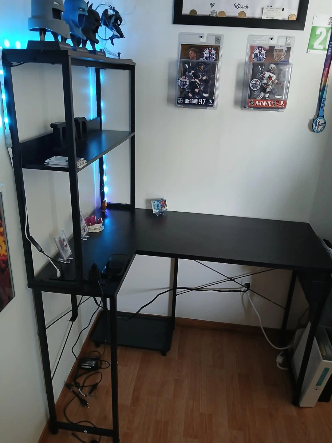 Black L-Shaped Desk with Shelving Unit - photo 2