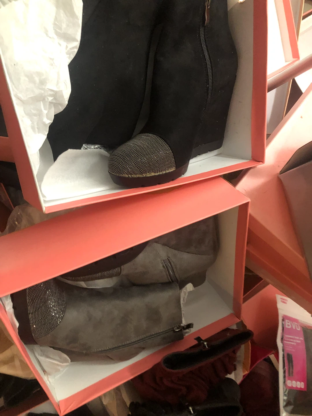 Taupe Suede Wedge Ankle Boots with Embellishments - photo 2