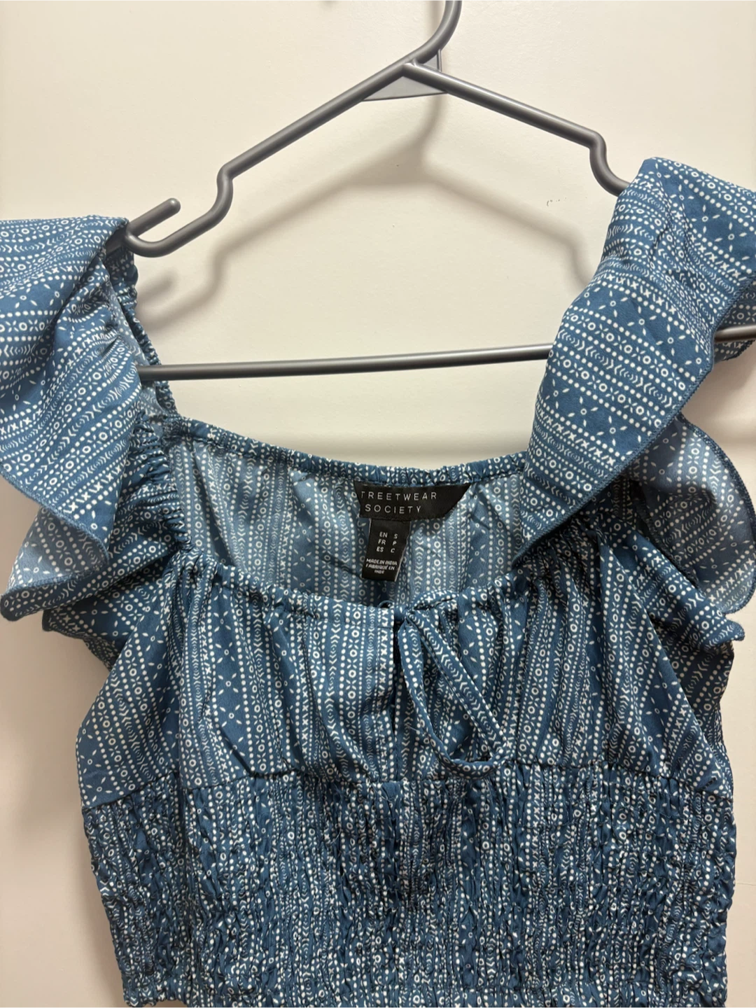 Blue Patterned Crop Top