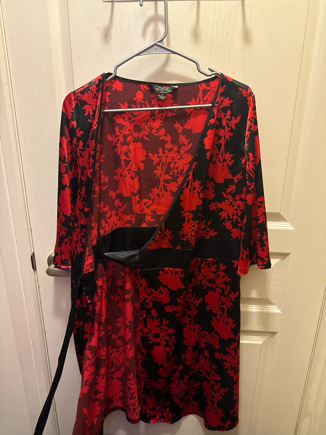 Red and Black Floral Wrap Dress - photo 2
