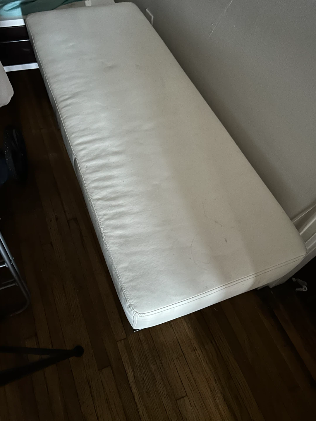 White Faux Leather Bench Cushion