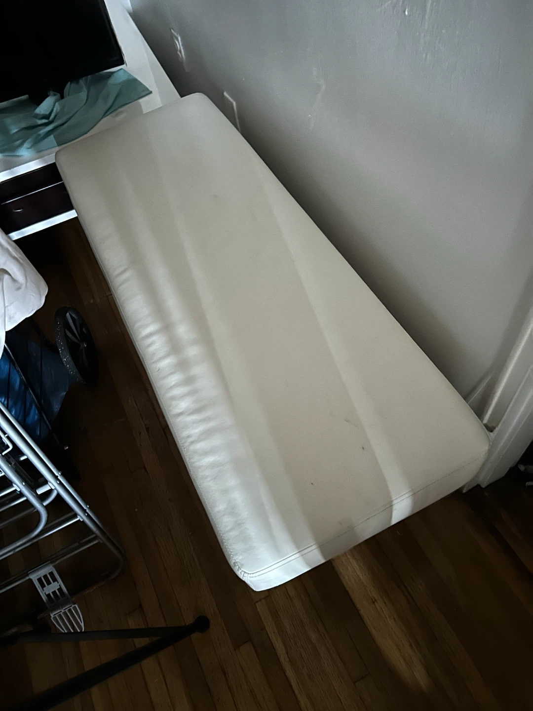 White Faux Leather Bench Cushion - photo 2