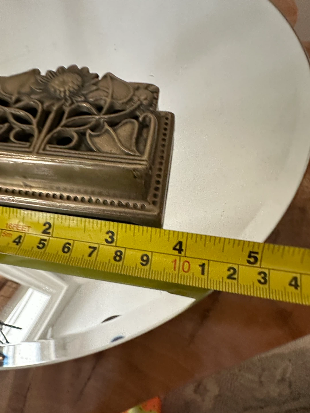 Antique Brass Decorative Hinged Box with Sunflower Design - photo 4