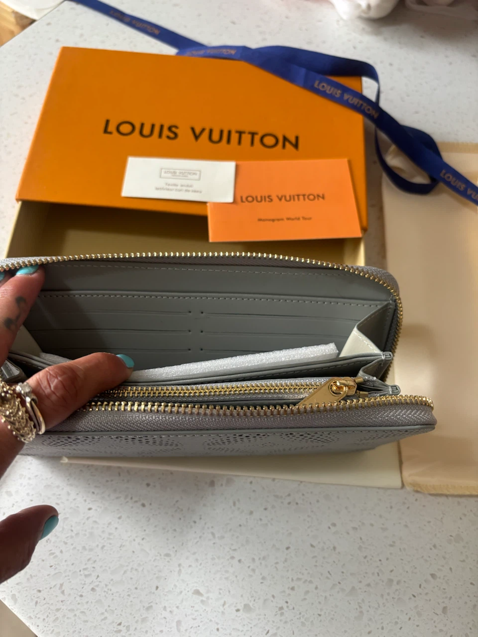 Louis Vuitton Grey Perforated Zip-Around Wallet - photo 4