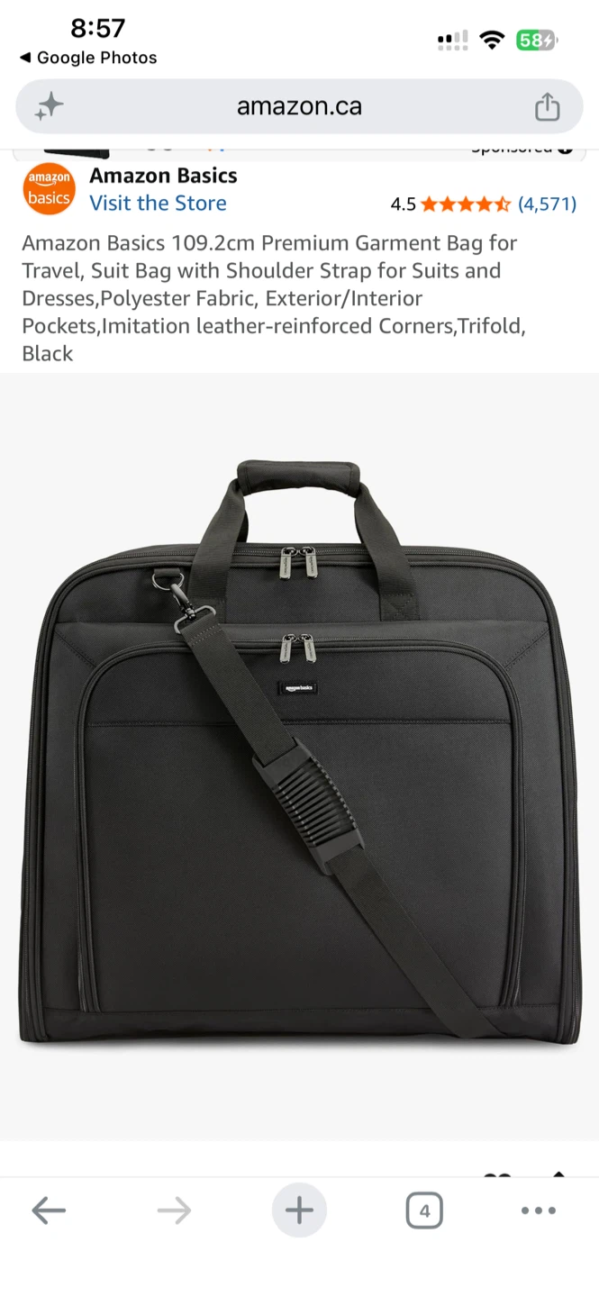 Amazon Basics Garment Bag for Travel