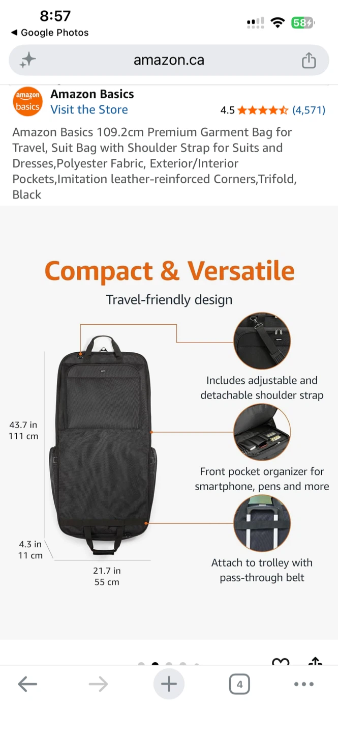 Amazon Basics Garment Bag for Travel - photo 2