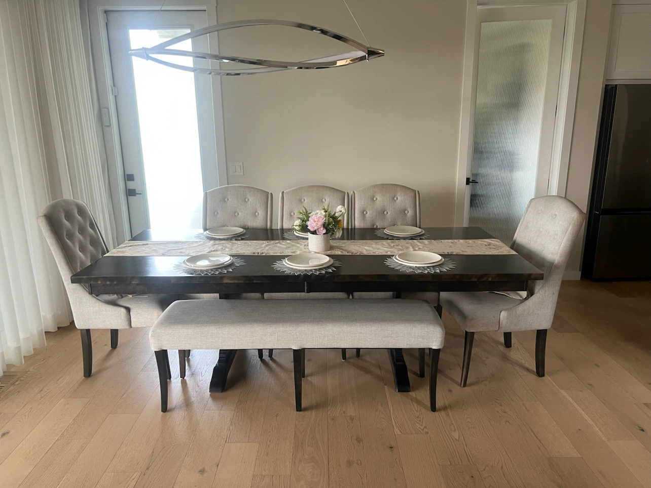 Tufted Dining Chairs and Bench Set