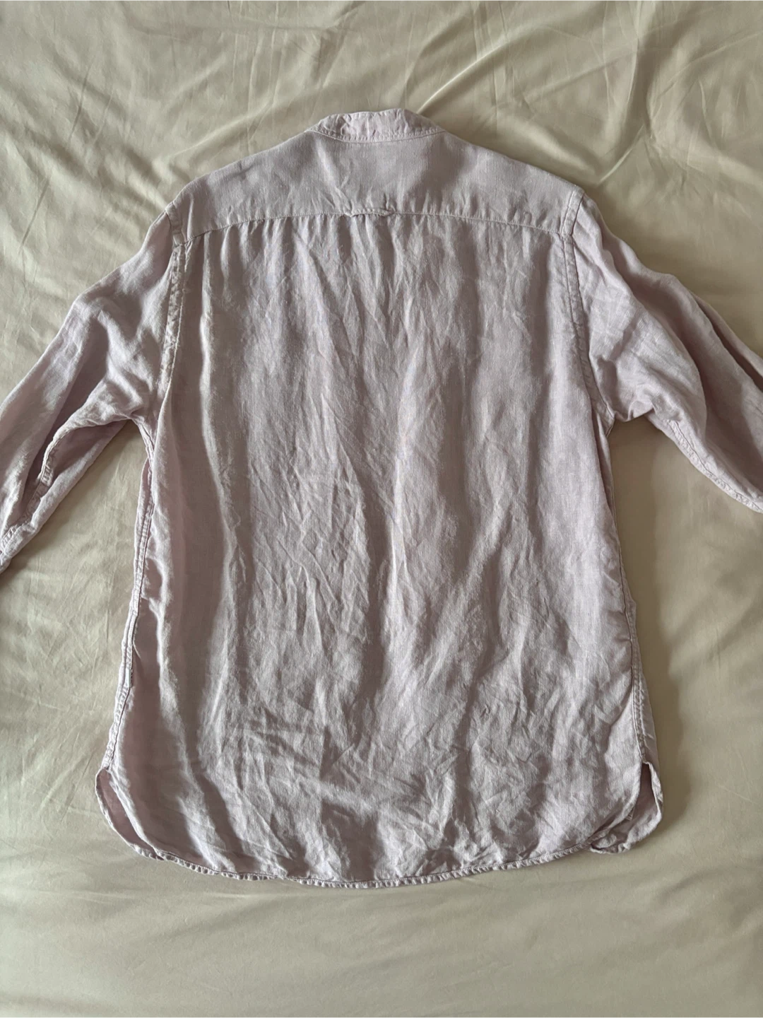Wax London Linen Mandarin Collar Shirt in Dusty Rose - photo 3