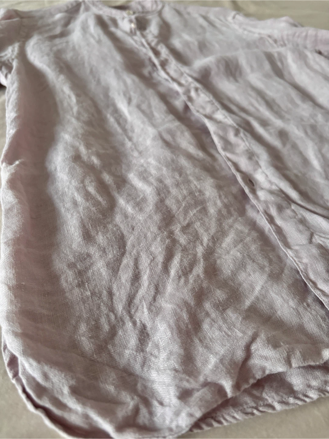 Wax London Linen Mandarin Collar Shirt in Dusty Rose - photo 4