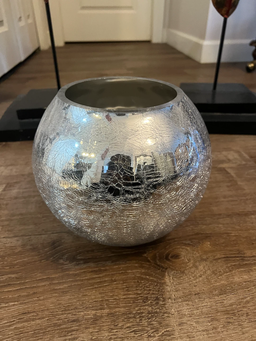 Silver Crackle Glass Vase/Bowl