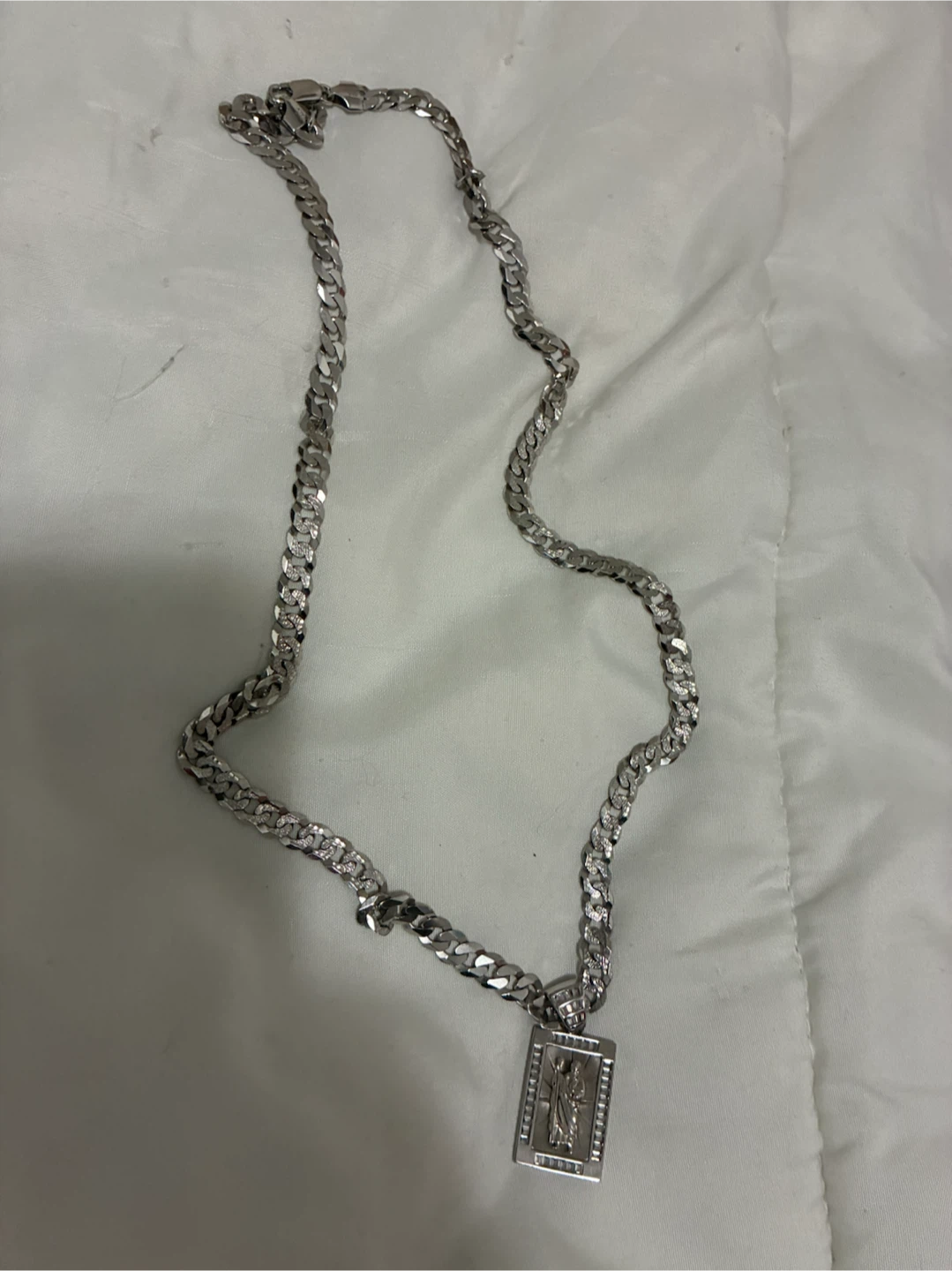 Silver Saint Christopher Pendant Necklace