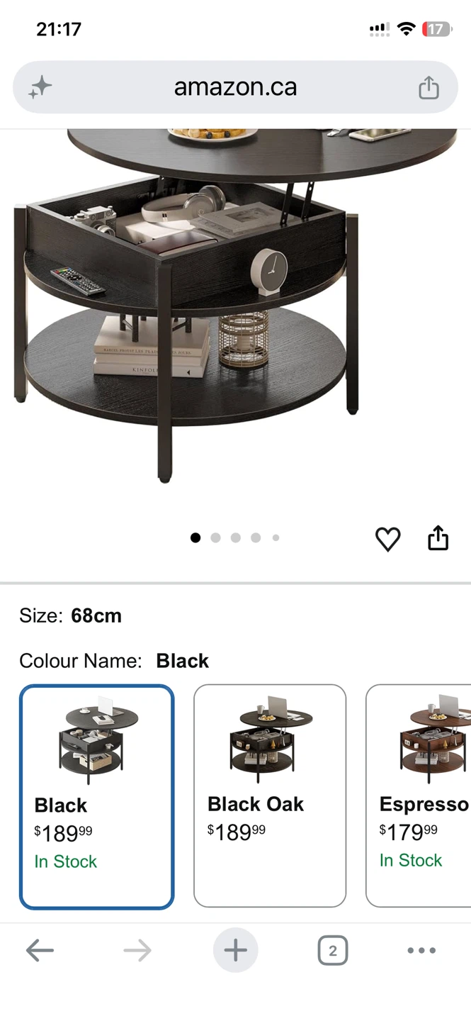 Round Lift-Top Coffee Table
