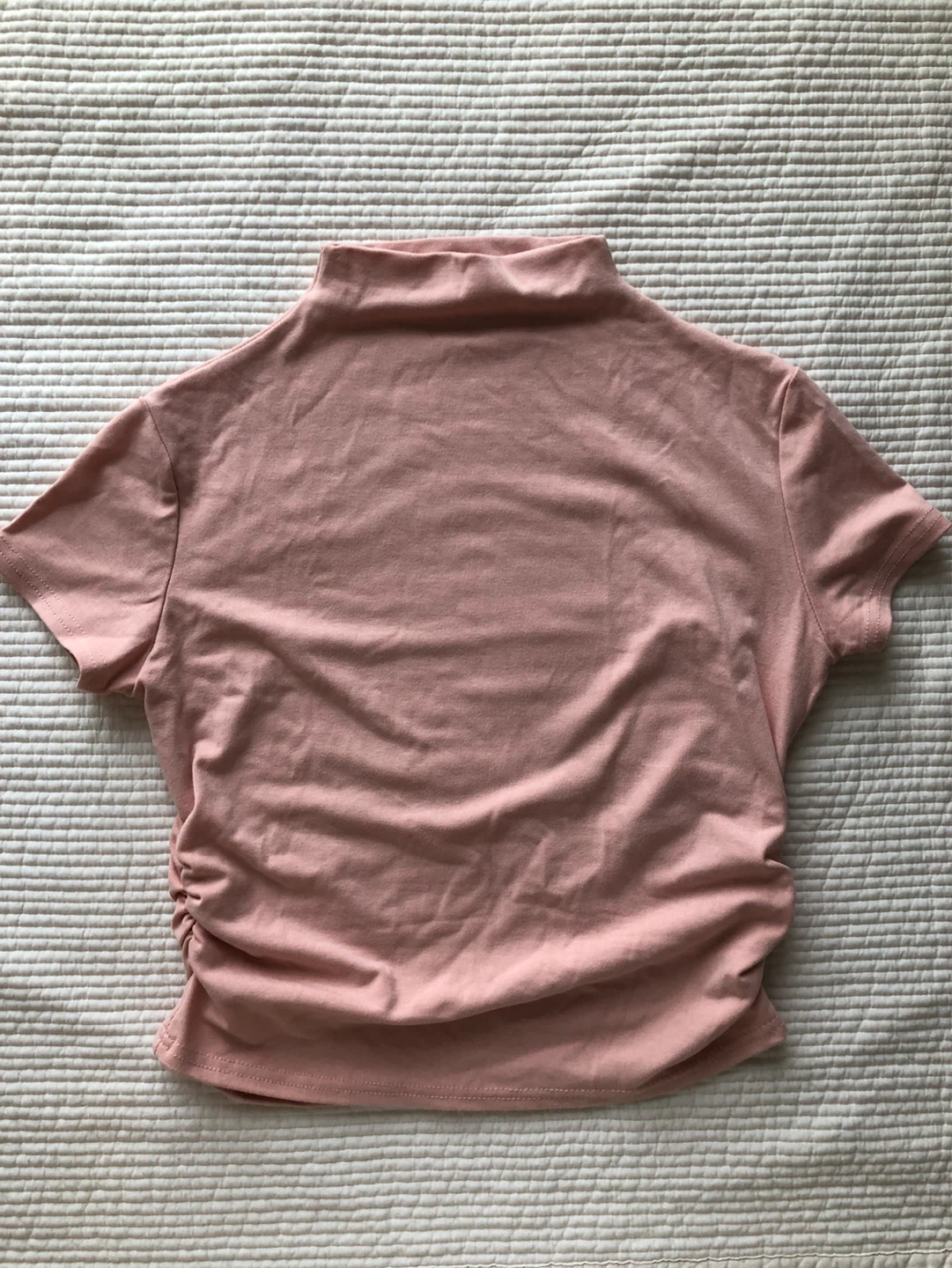Pink Mock Neck Ruched Top