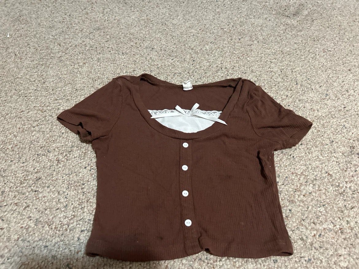 Black and Brown Crop Tops with Lace Trim - photo 5