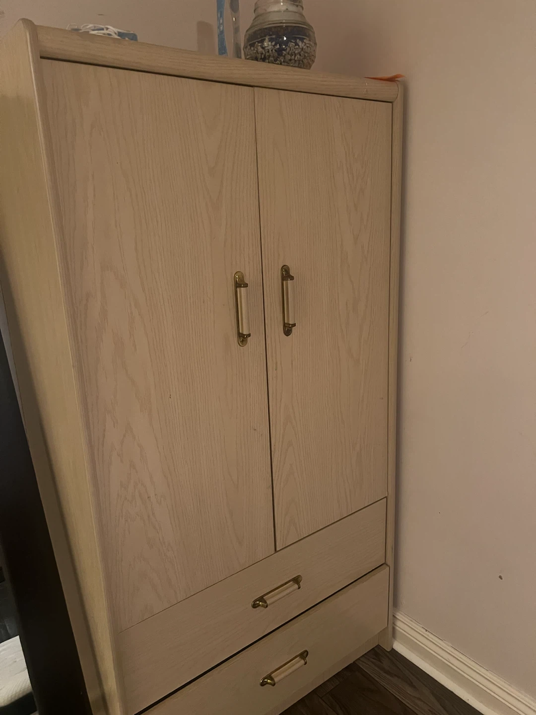 Light Wood Wardrobe with Drawers