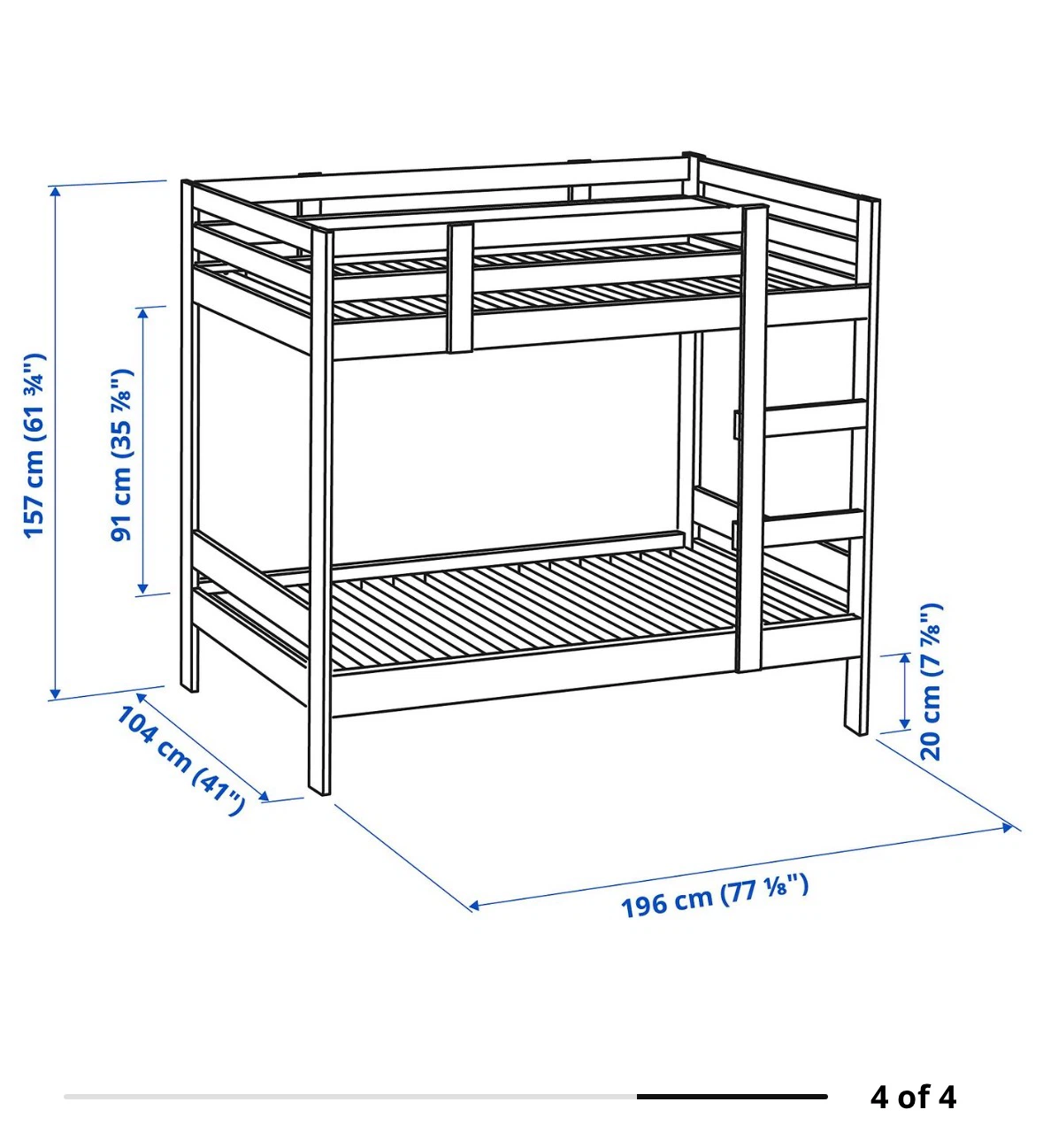 IKEA MYDAL White Twin Bunk Bed Solid Wood - photo 2