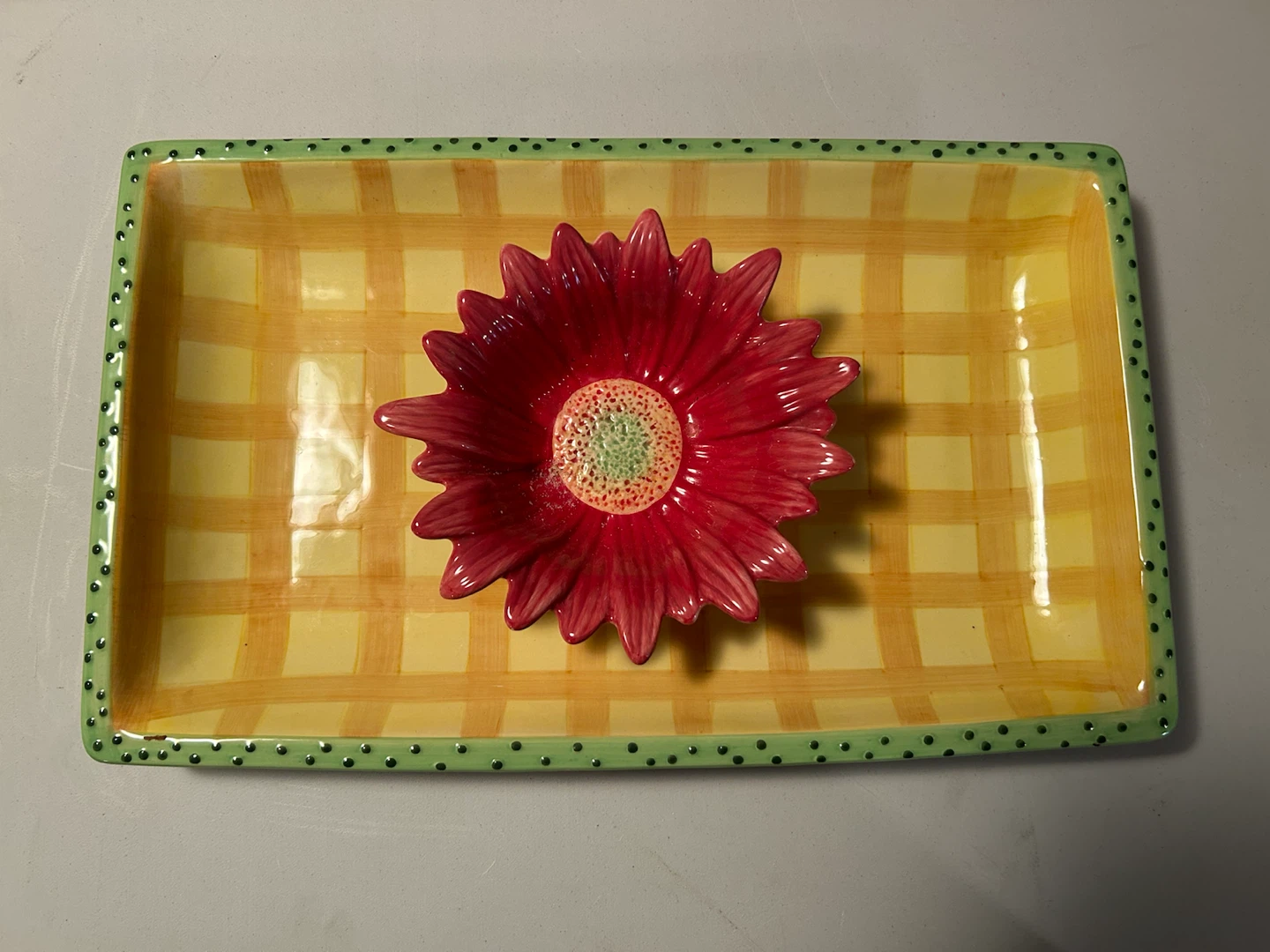 Rectangular Serving Platter and pink dip bowl