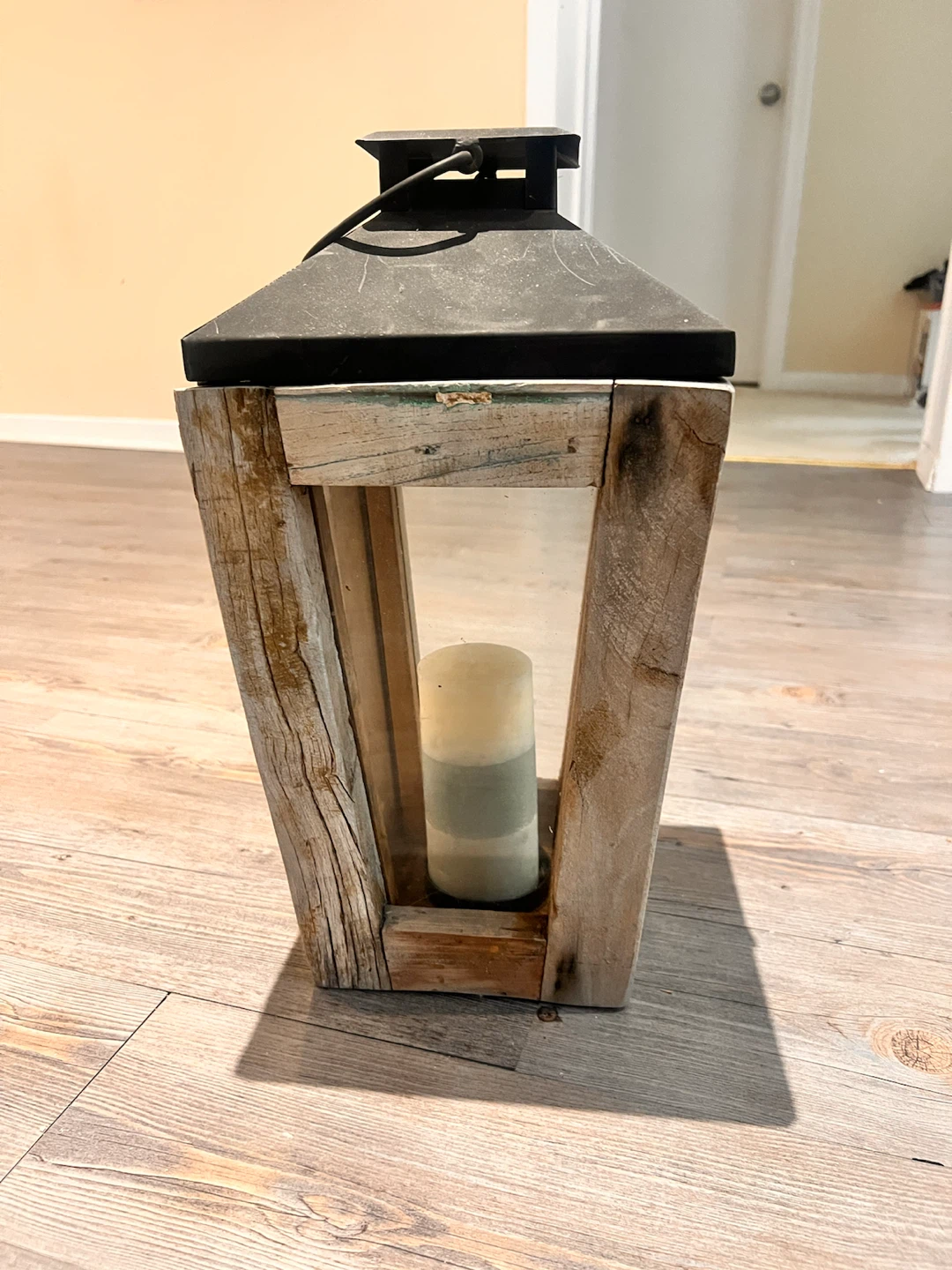 Rustic Wood Lantern with Candle - photo 2