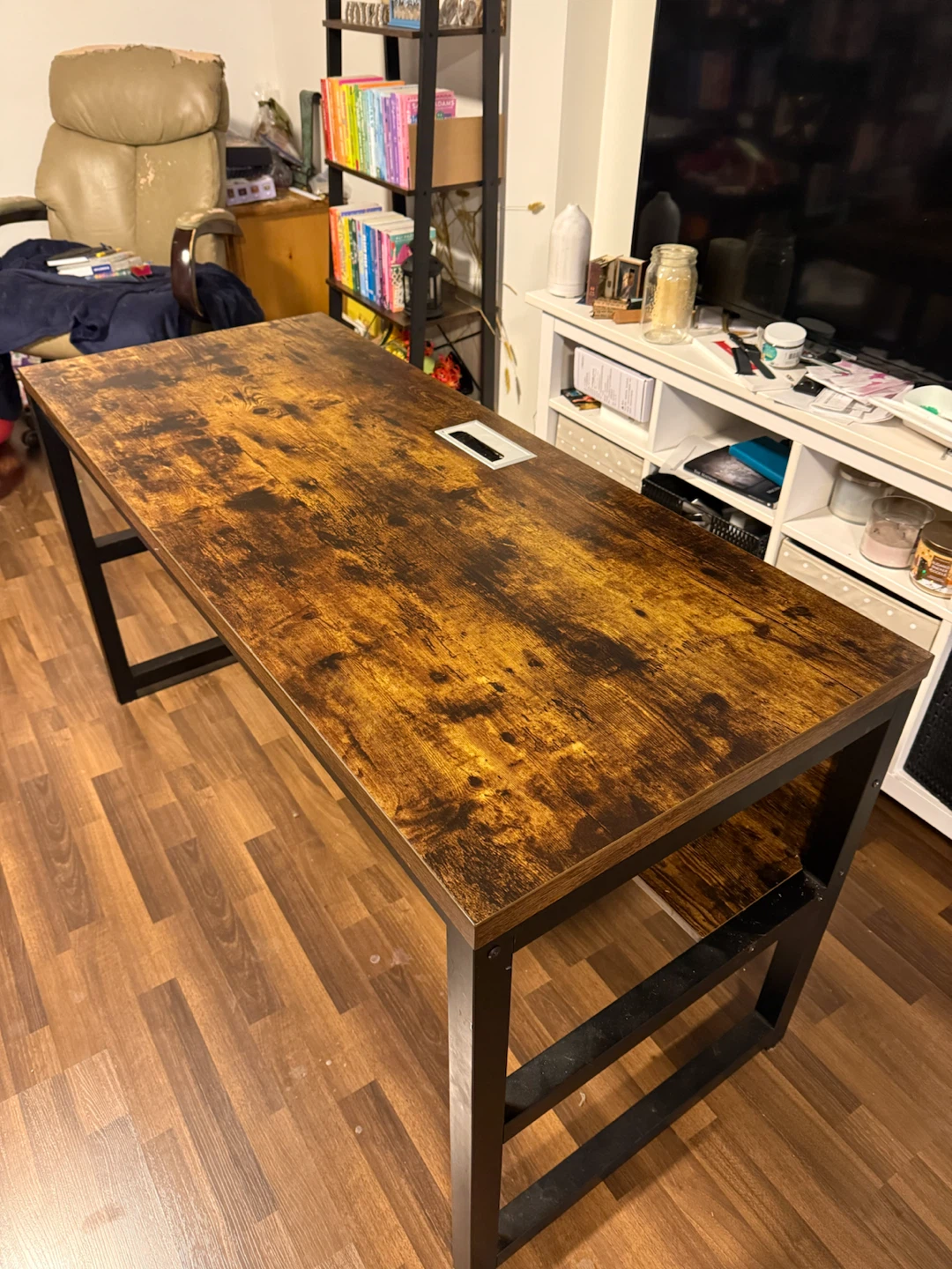 Rustic Wood Desk with Metal Frame