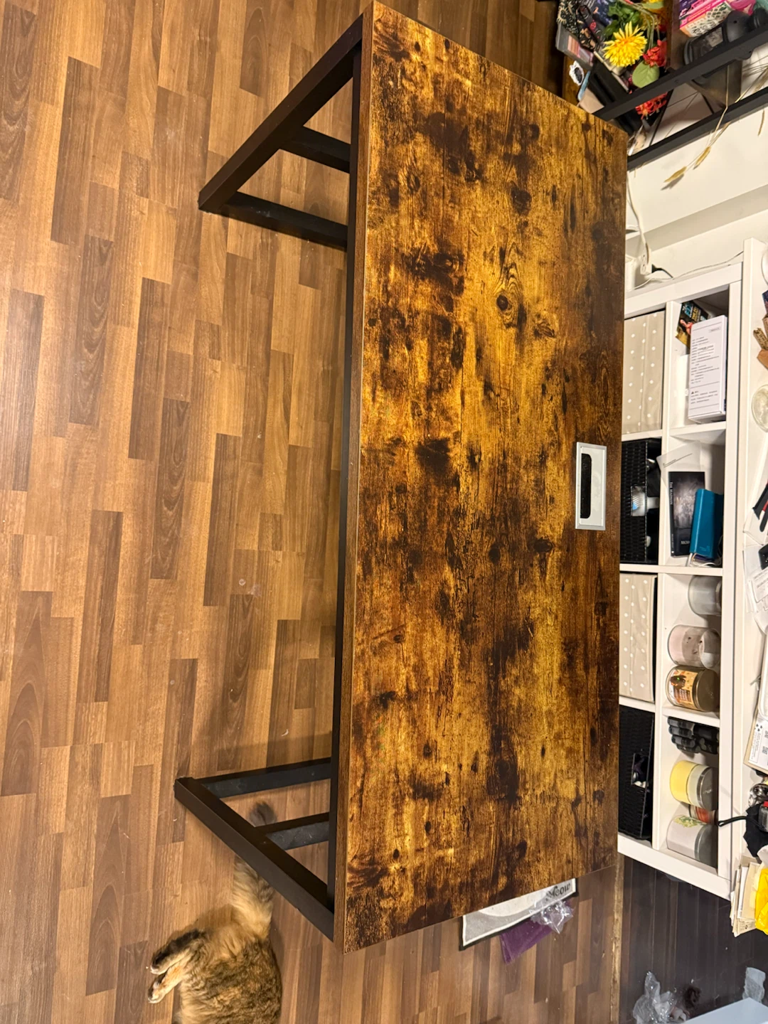 Rustic Wood Desk with Metal Frame - photo 2